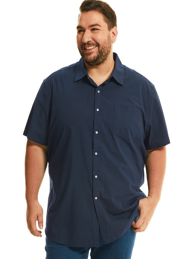 HOdo Big and Tall Mens Cotton Button Down Shirt Navy 6XL - Image 2